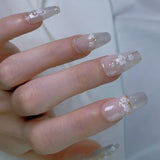 White Sakura Press On Nails